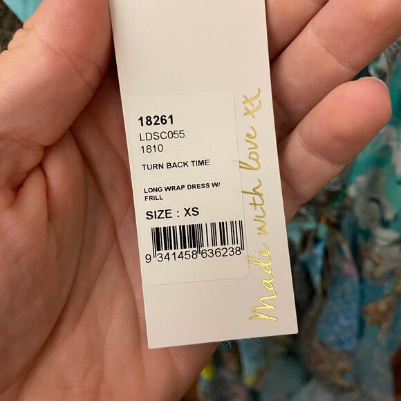 Camilla Long Wrap Dress w/ Frill Turn Back Time size XS Blue $749 NWT's - Picture 8 of 16